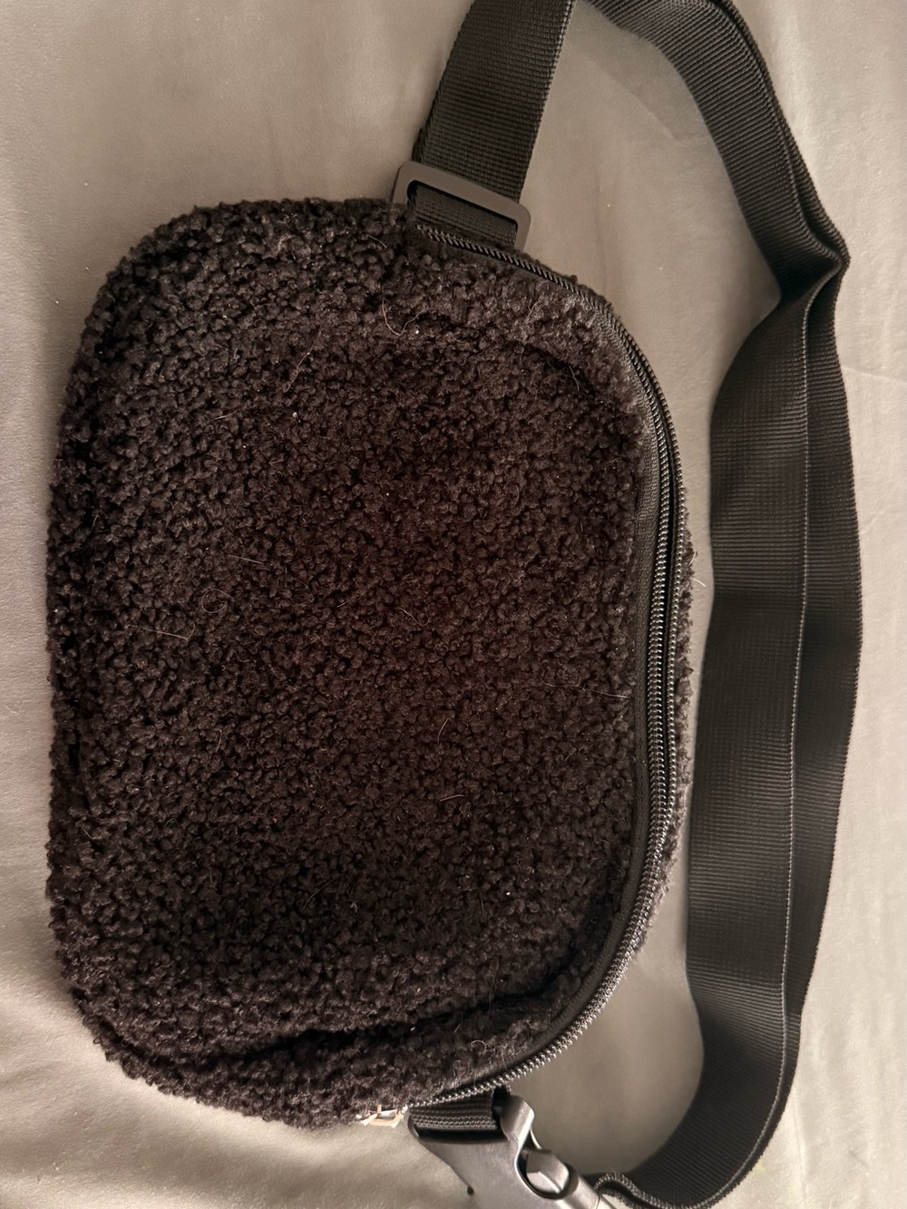 Black Sherpa Mini Crossbody Bag - Cozy Everyday Sling